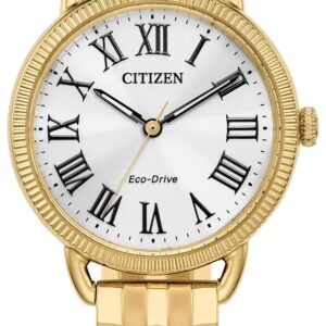 Citizen EM1052-51A Women's Classic Eco-Drive White Dial Gold Watch