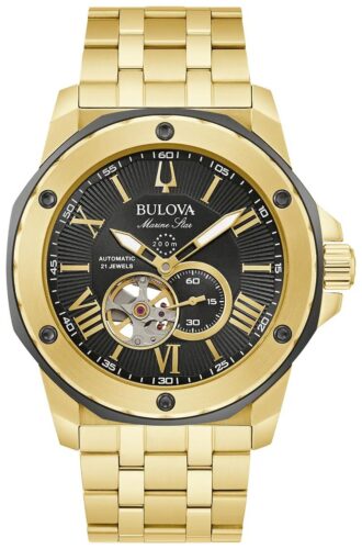 Bulova 98A273 Men's Marine Star Automatic Black Dial / Gold- Watch