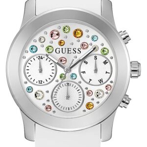 Guess GW0560L1 Women's Rainbow Crystal Dial White Silicone Watch