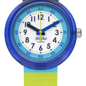 Flik Flak FPNP112 STRIPY BLUE Blue and White Dial / Green Watch