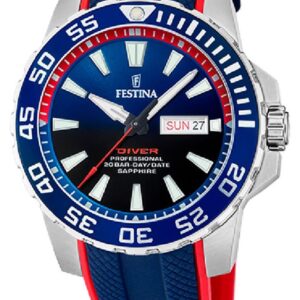 Festina F20662/1 Men's Diver (45mm) Blue Dial / Blue and Red Watch