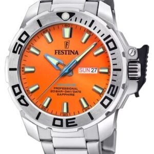 Festina F20665/5 Men's Diver (46.3mm) Orange Dial / Watch