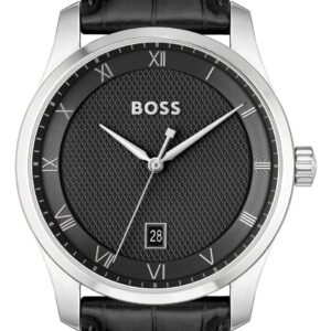 BOSS 1514122 Principle (41mm) Black Dial / Black Leather Watch