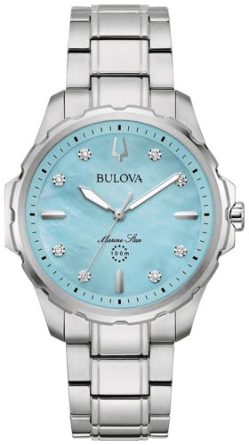 Bulova 96P248 Marine Star Diamond Quartz (36mm) Blue Mother- Watch