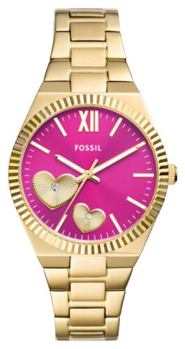 Fossil ES5325 Women's Scarlette (38mm) Pink Dial / Gold-Tone Watch