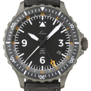 Laco 862165 Hamburg GMT DIN 8330 (43.5mm) Black Dial / Black Watch