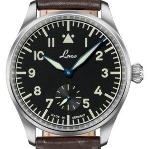 Laco 862172 Ulm 39 (39mm) Black Dial / Brown Leather Strap Watch