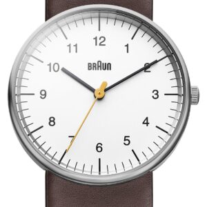 Braun BN0021WHBRG Men's White Dial Brown Leather Strap Watch