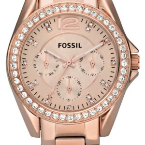 Fossil ES2811 Women's Riley Rose Gold Dial Crystal Set Watch